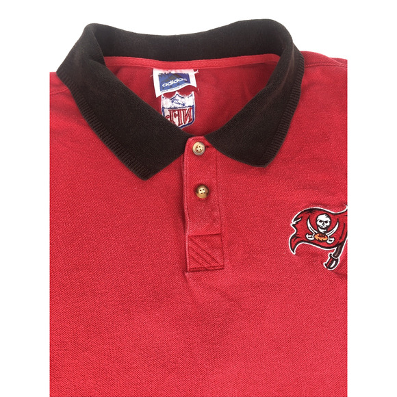 Vintage adidas NFL Tampa Bay Buccaneers Men's Polo 2XL Red Short Sleeve Football - Picture 6 of 13